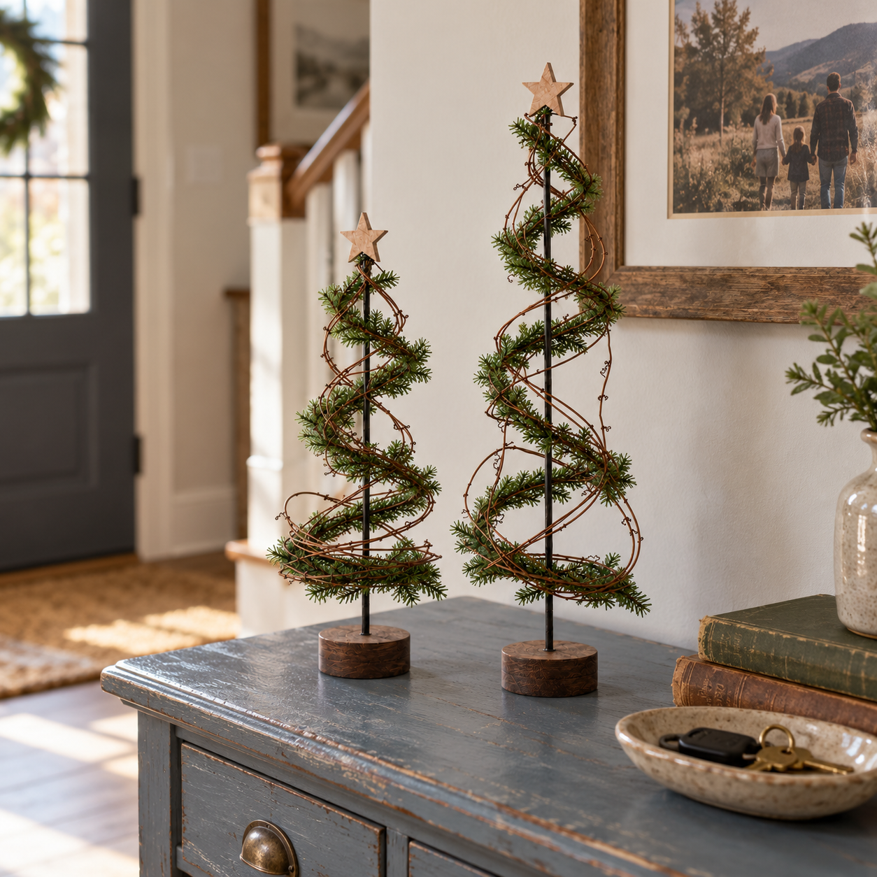 Pre-Lit Primitive Spiral Christmas Trees