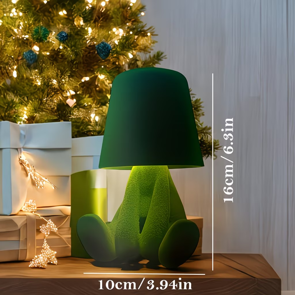 Cute Character Table Lamp with Soft Flocked Fabric Finish, 3 Color Modes, USB Powered Night Light
