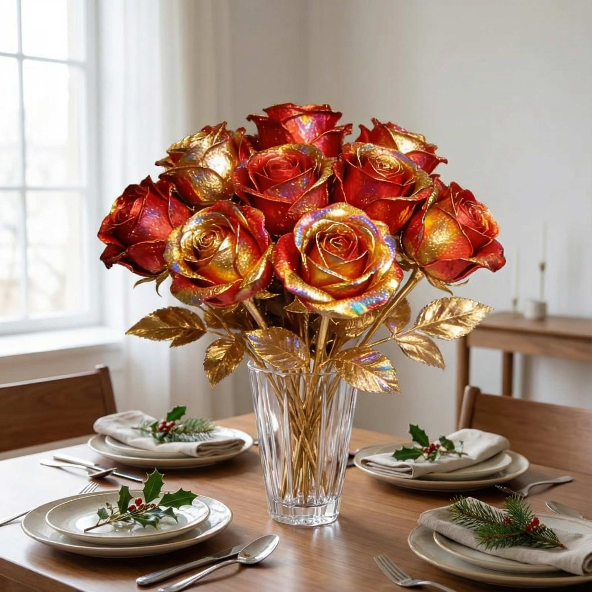 10 Stems Valentine's Day Metallic Shimmer Rose Bouquet