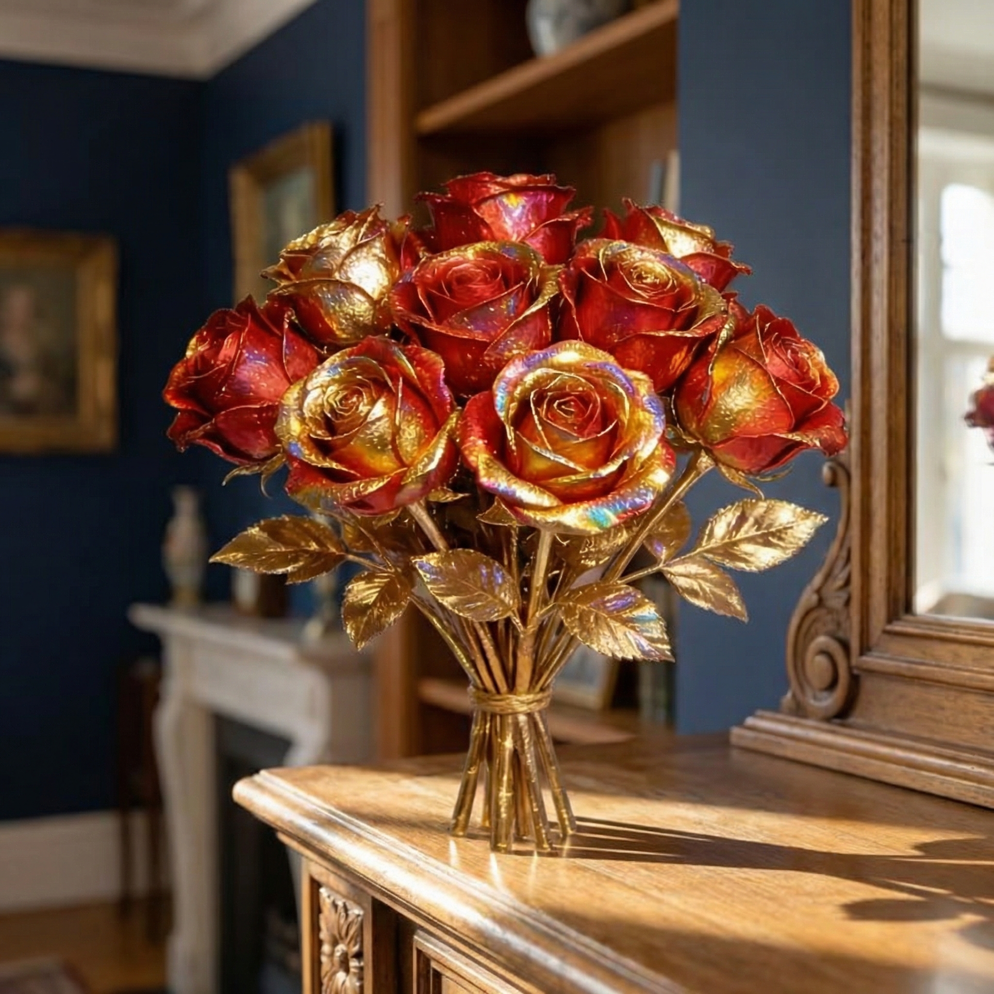 10 Stems Valentine's Day Metallic Shimmer Rose Bouquet