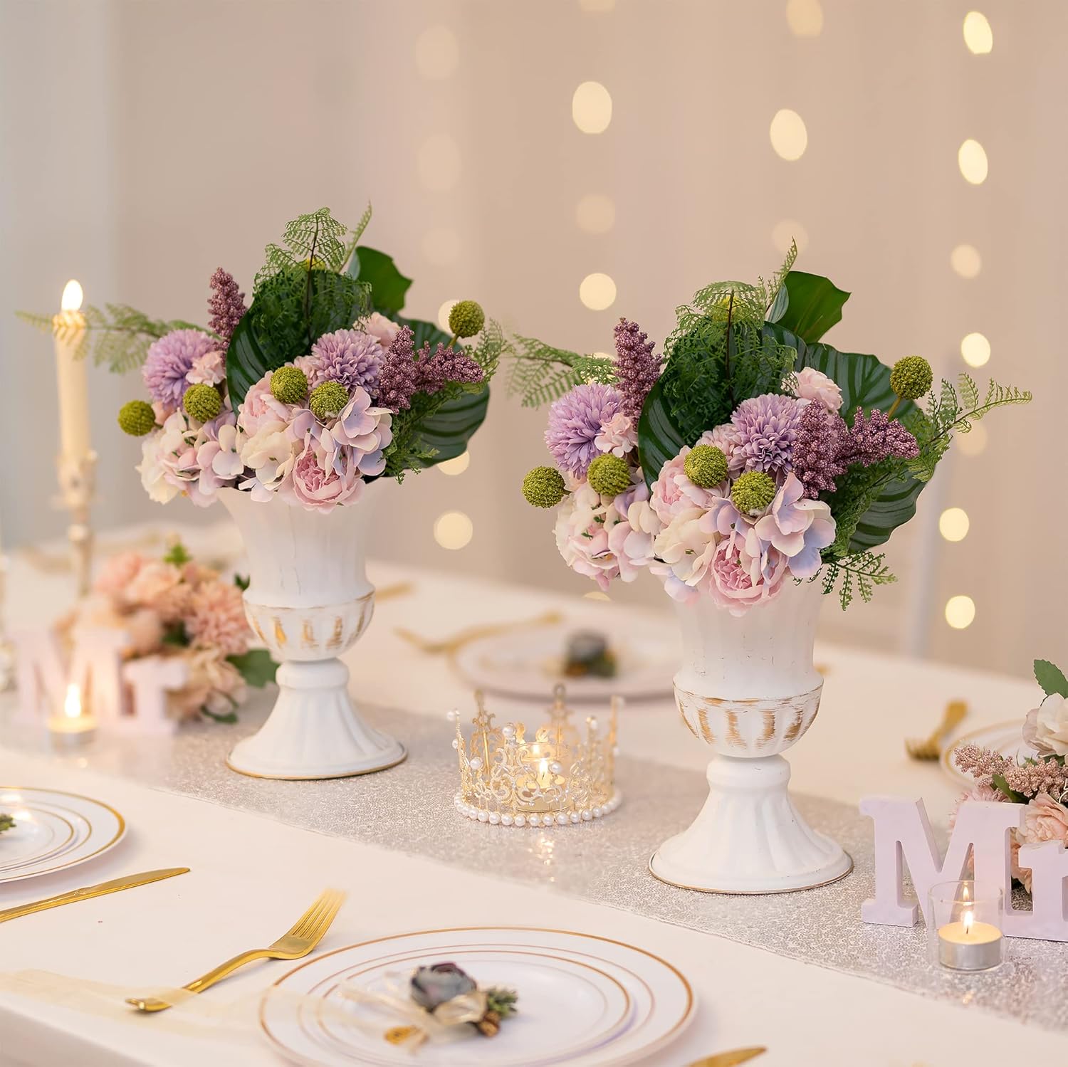 9" Rustic Metal Urn Vase