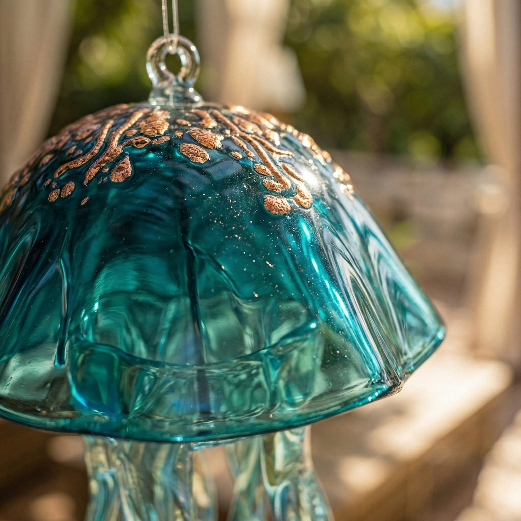 Glass Jellyfish Hanging Ornament – Ocean-Inspired Patio, Balcony & Garden Décor