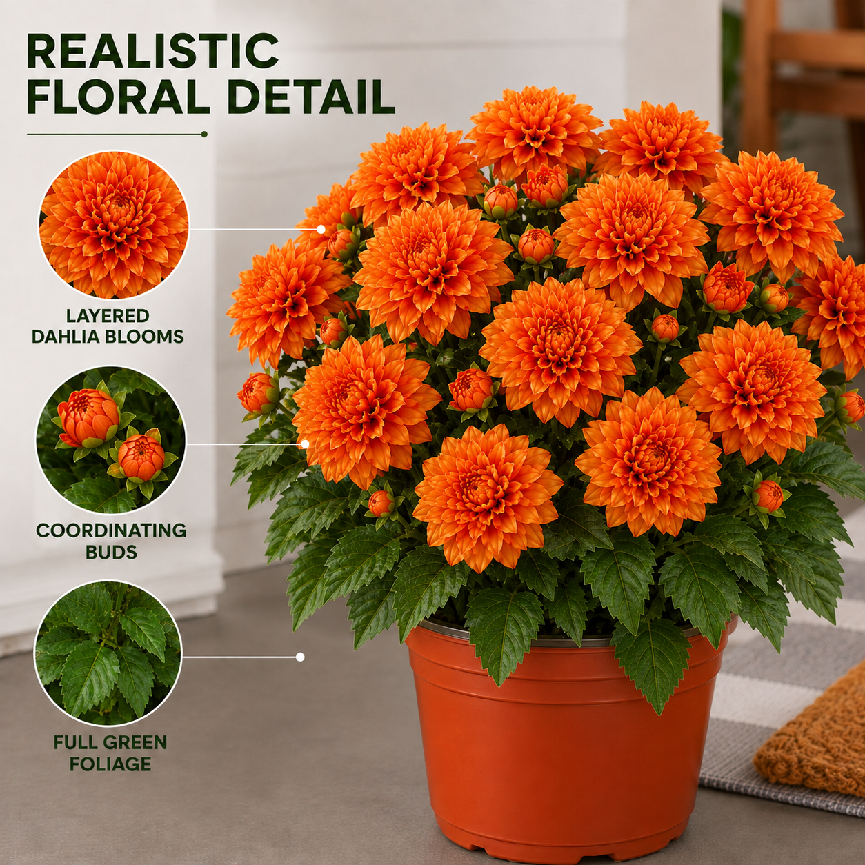 Vibrant Faux Dahlia Pot Filler