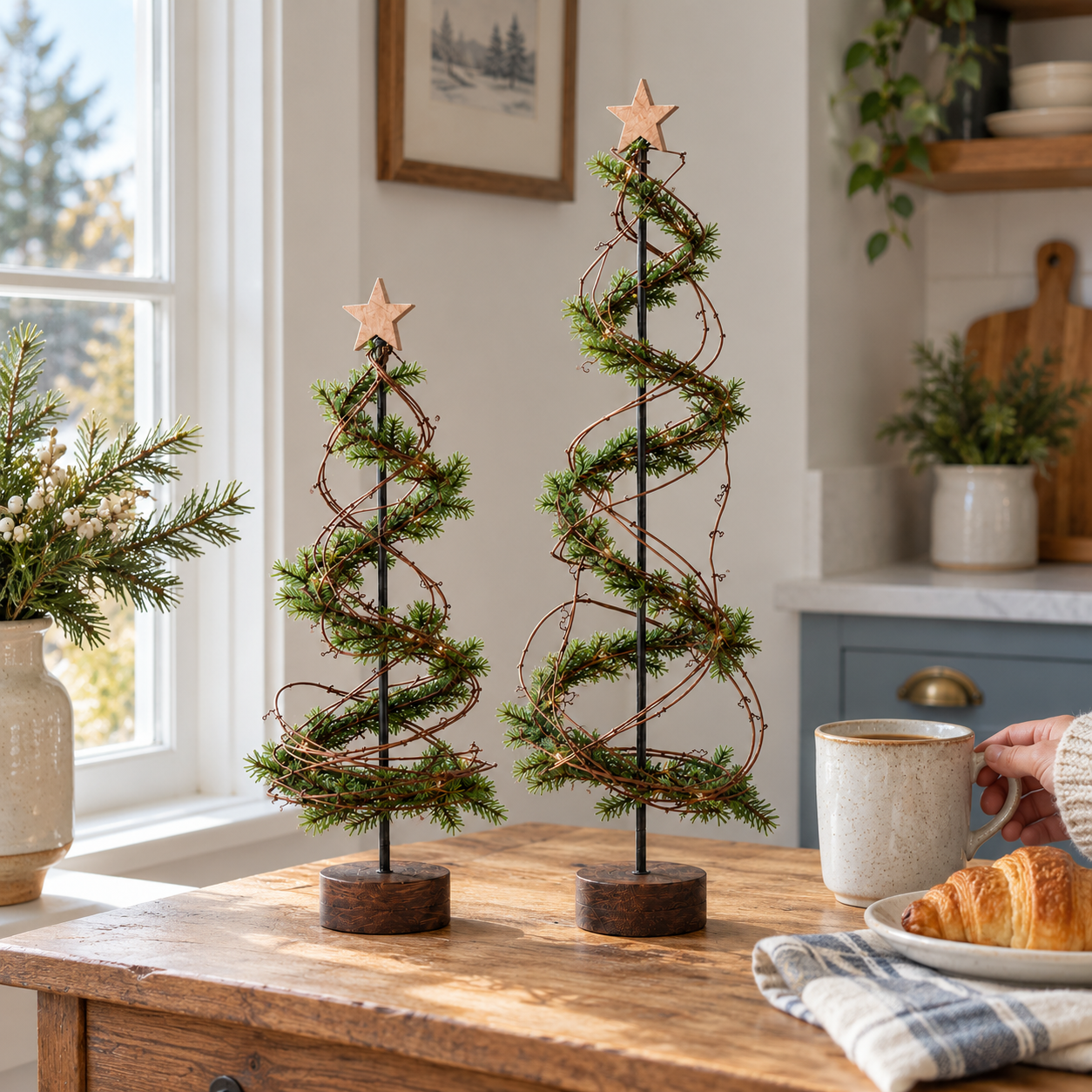 Pre-Lit Primitive Spiral Christmas Trees