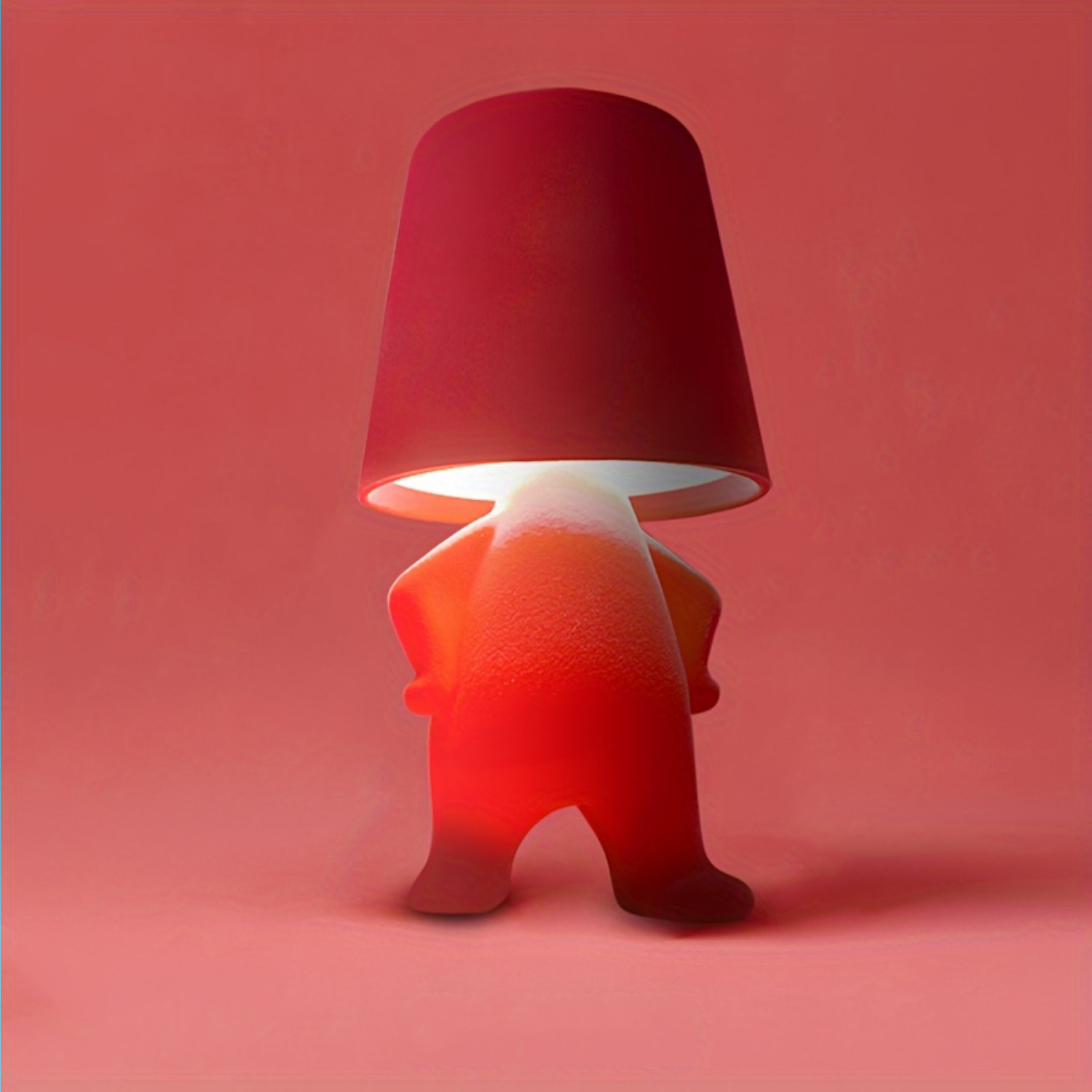 Cute Character Table Lamp with Soft Flocked Fabric Finish, 3 Color Modes, USB Powered Night Light