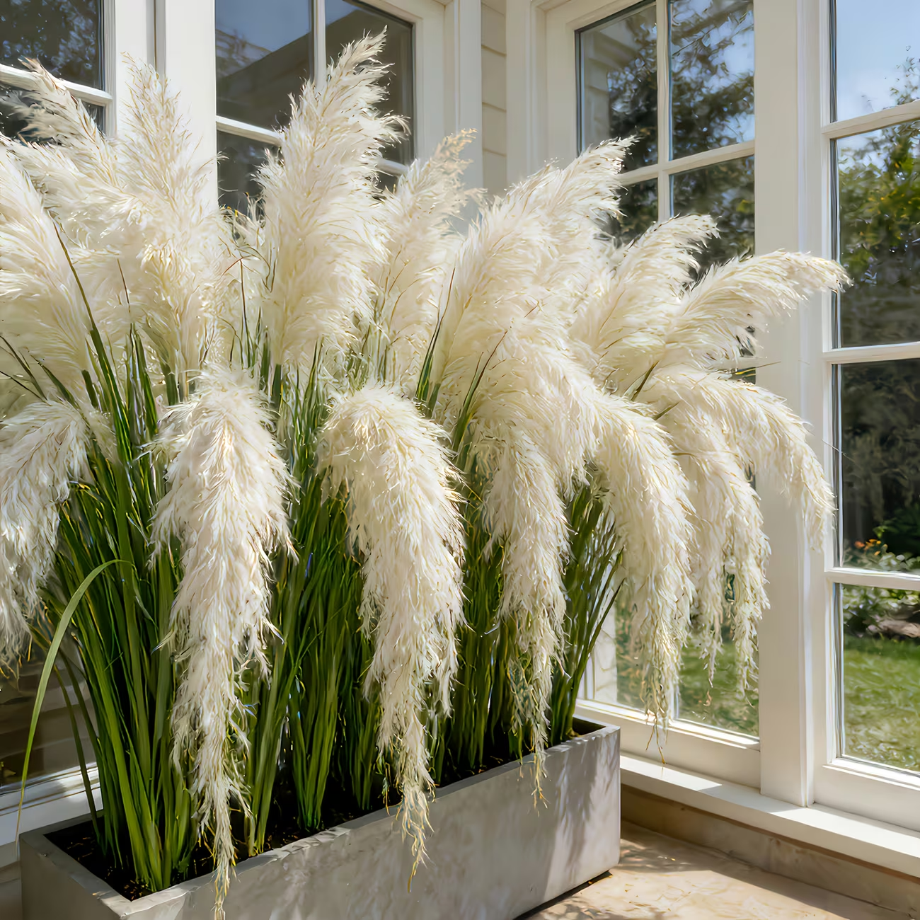 Pure White Cascading Faux Pampas Grass, 80cm Outdoor Artificial Reed Plant Décor