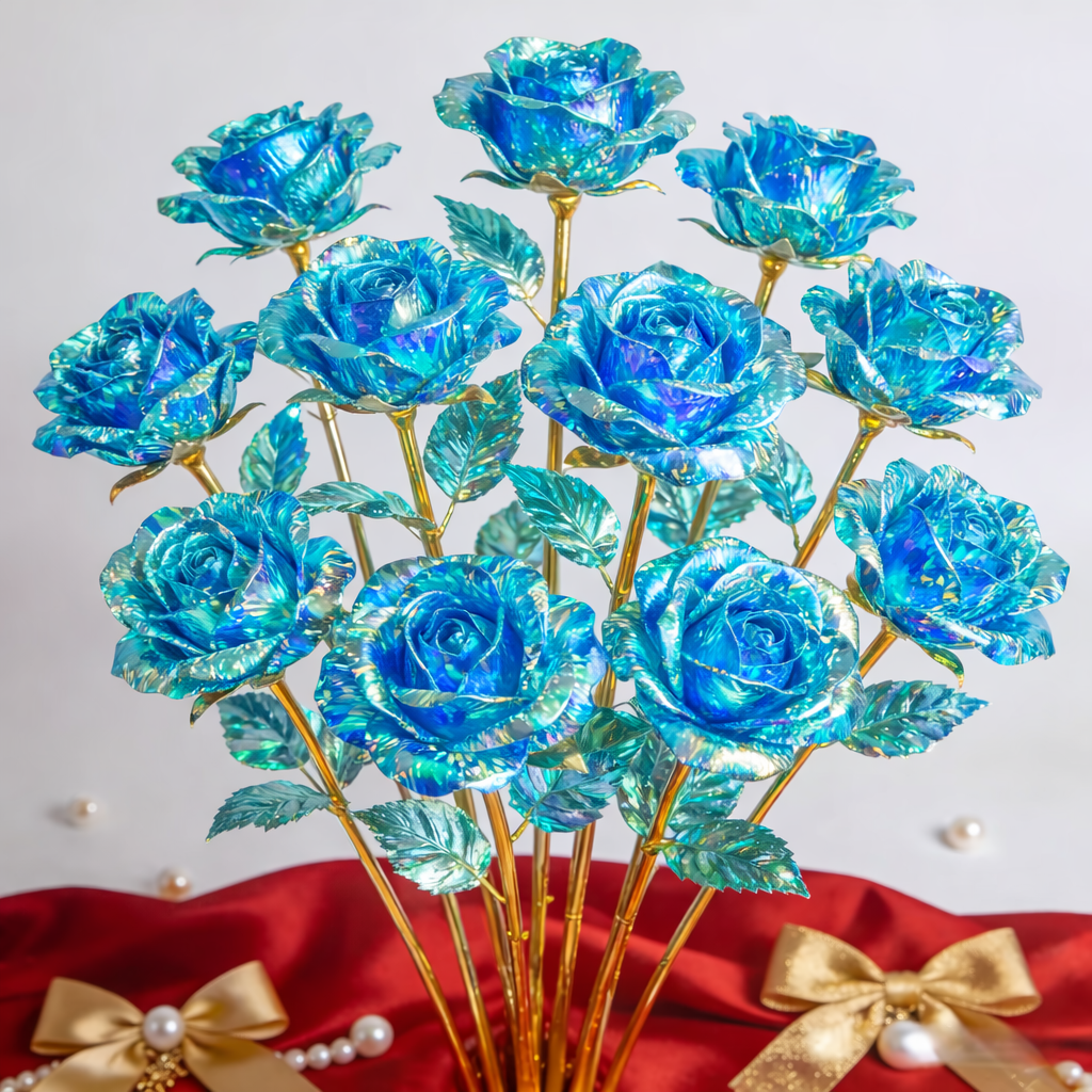 10 Stems Valentine's Day Metallic Shimmer Rose Bouquet