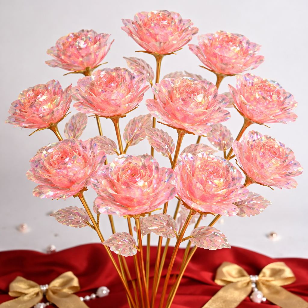 10 Stems Valentine's Day Metallic Shimmer Rose Bouquet