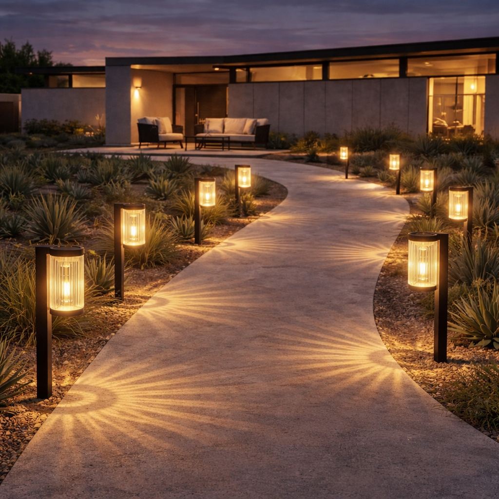 Modern Solar Pathway Lights – CE Certified Waterproof Outdoor Garden Lights with Warm White Glow