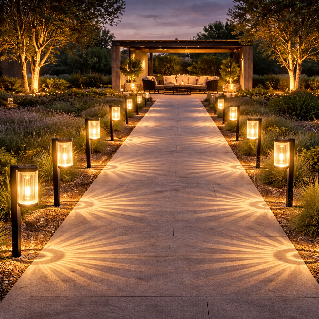 Modern Solar Pathway Lights – CE Certified Waterproof Outdoor Garden Lights with Warm White Glow