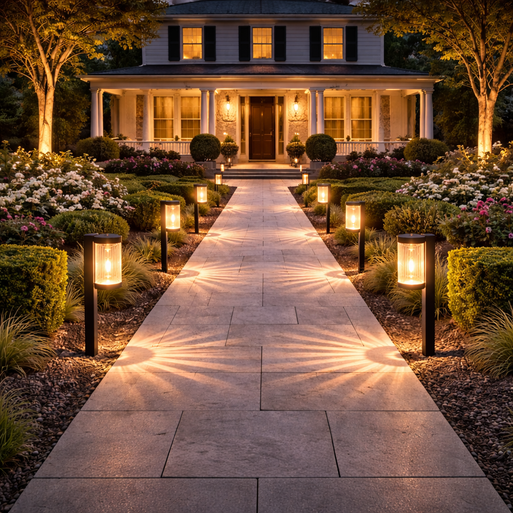 Modern Solar Pathway Lights – CE Certified Waterproof Outdoor Garden Lights with Warm White Glow