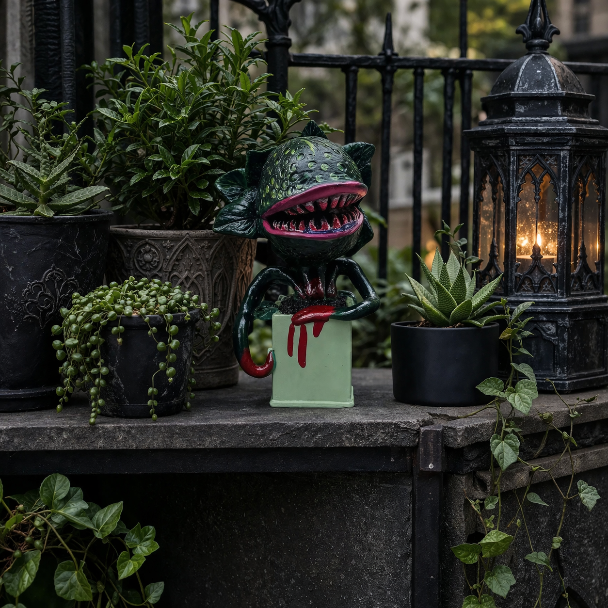 Creepy Carnivorous Plant Resin Statue for Garden, Porch & Planters