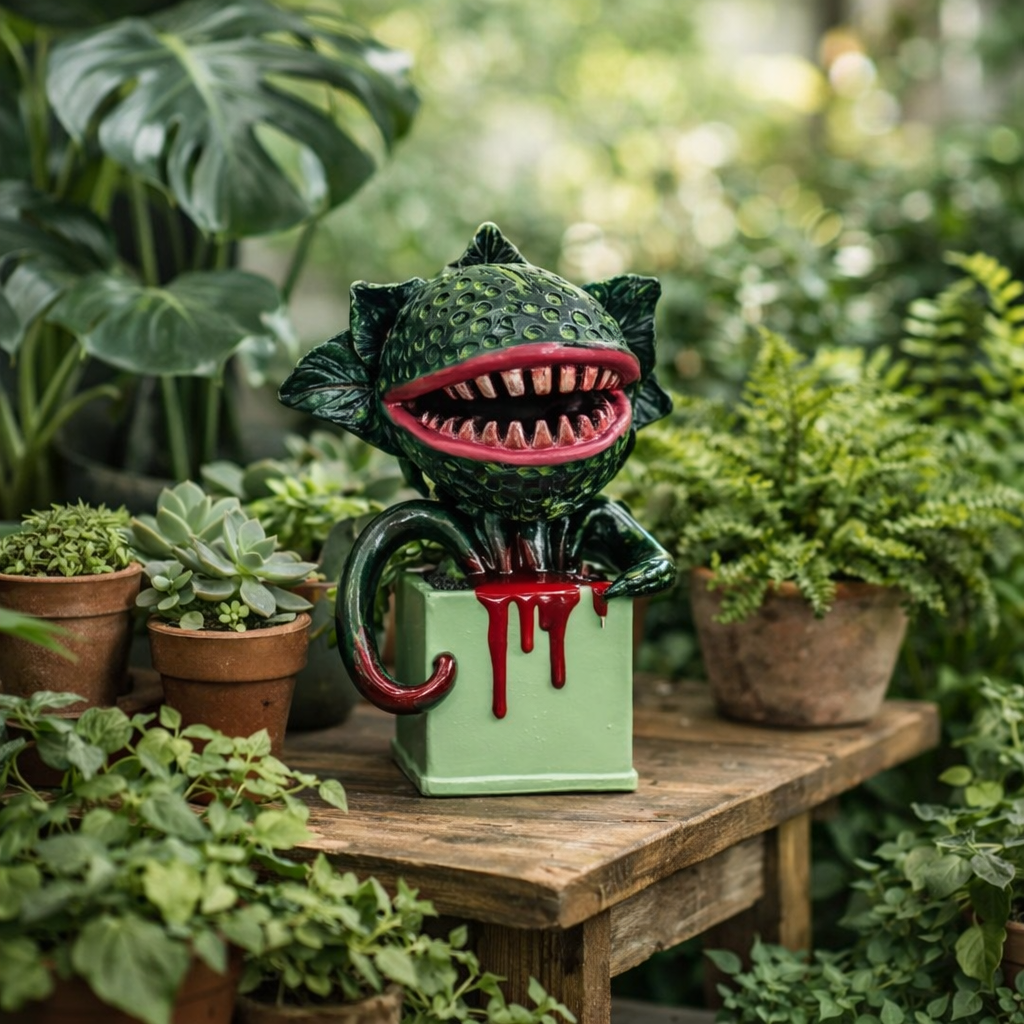 Creepy Carnivorous Plant Resin Statue for Garden, Porch & Planters