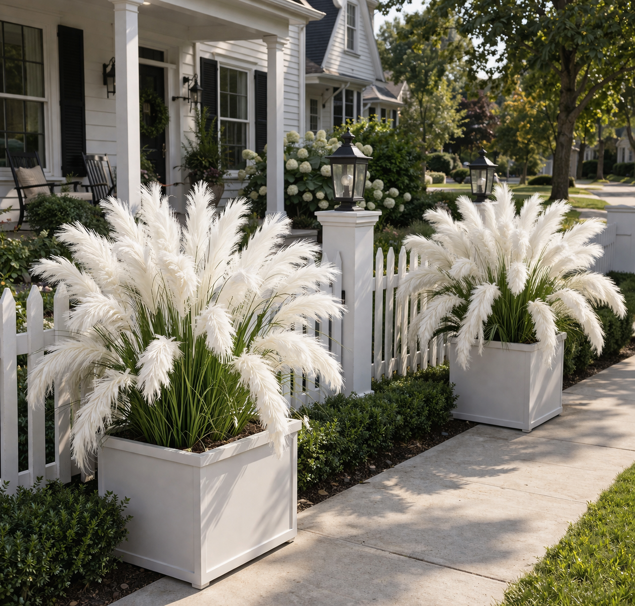 Pure White Cascading Faux Pampas Grass, 80cm Outdoor Artificial Reed Plant Décor