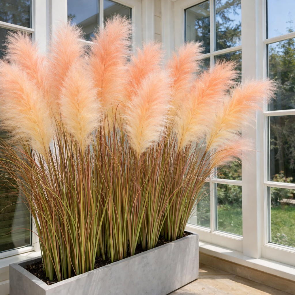 1 piece contains 5 reeds Pure White Cascading Faux Pampas Grass, 80cm Outdoor Artificial Reed Plant Décor