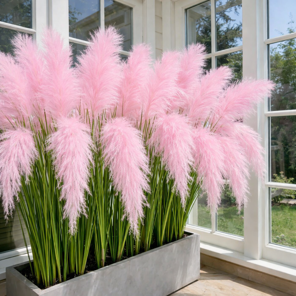 1 piece contains 5 reeds Pure White Cascading Faux Pampas Grass, 80cm Outdoor Artificial Reed Plant Décor