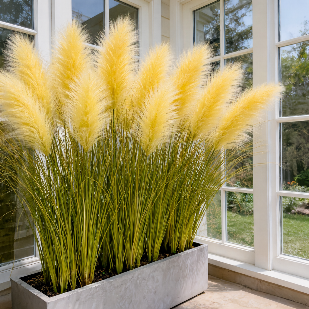 1 piece contains 5 reeds Pure White Cascading Faux Pampas Grass, 80cm Outdoor Artificial Reed Plant Décor