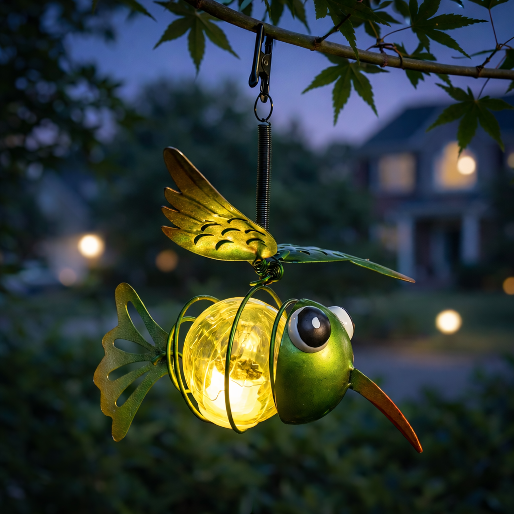 Solar Hummingbird Hanging Light – Waterproof LED Metal Garden Lantern for Porch, Patio & Backyard