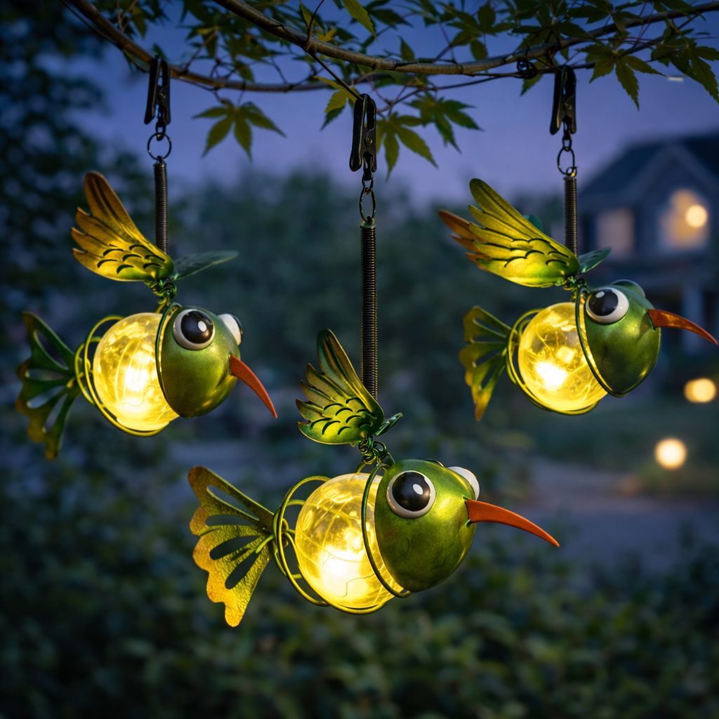 Solar Hummingbird Hanging Light – Waterproof LED Metal Garden Lantern for Porch, Patio & Backyard