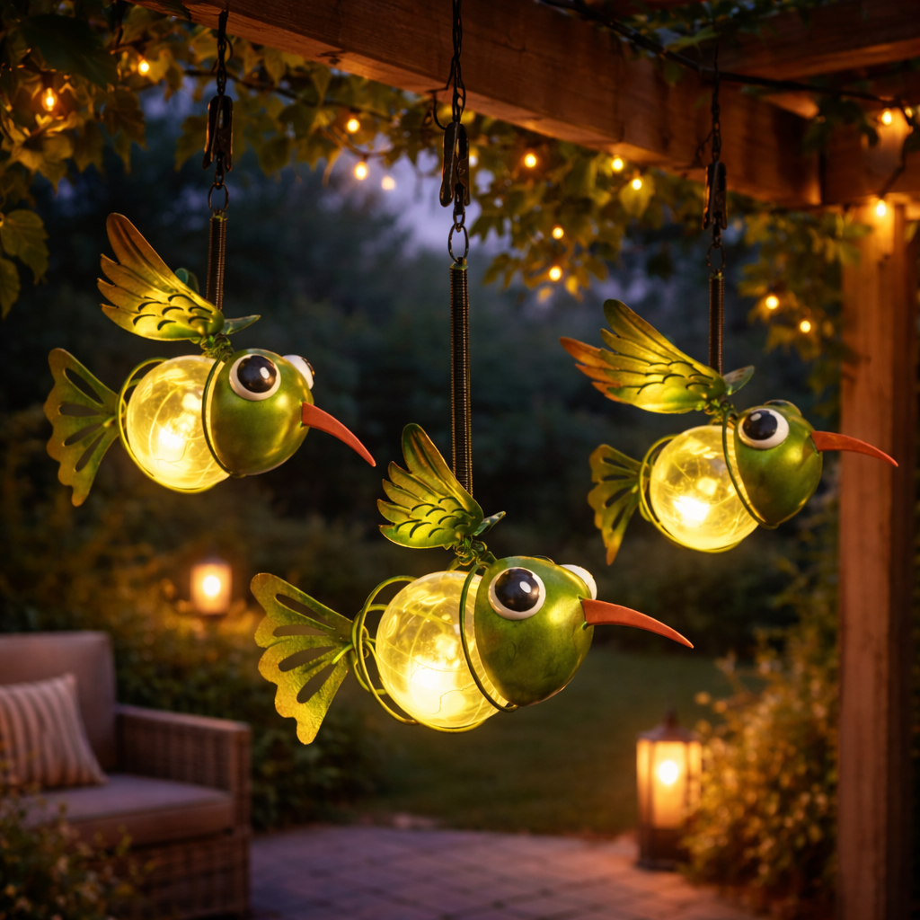 Solar Hummingbird Hanging Light – Waterproof LED Metal Garden Lantern for Porch, Patio & Backyard