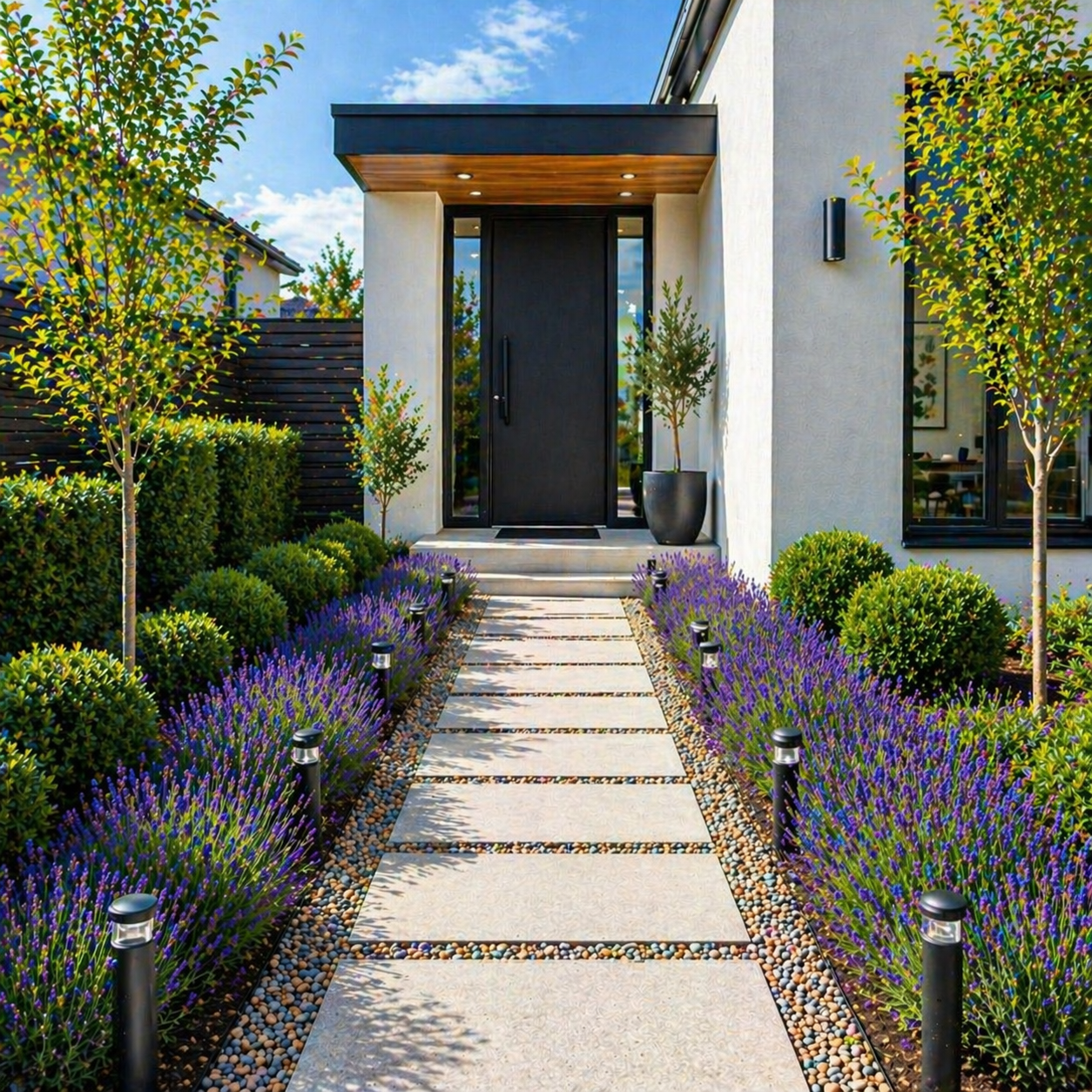 Artificial Lavender Planter Box – 14" Faux Lavender Arrangement for Porch, Patio & Garden Decor