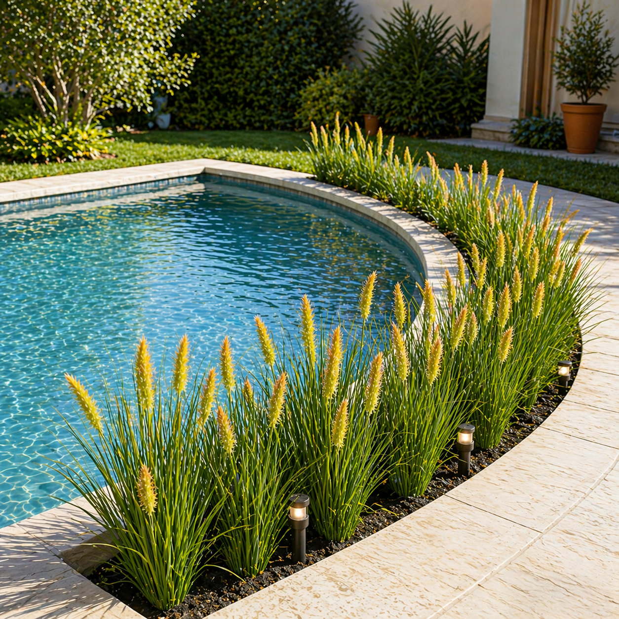 90cm Artificial Foxtail Grass in Planter – Realistic PVC Faux Outdoor Accent Plant