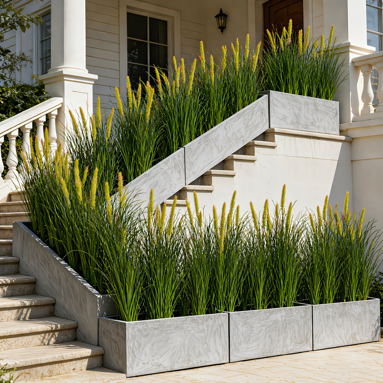 90cm Artificial Foxtail Grass in Planter – Realistic PVC Faux Outdoor Accent Plant