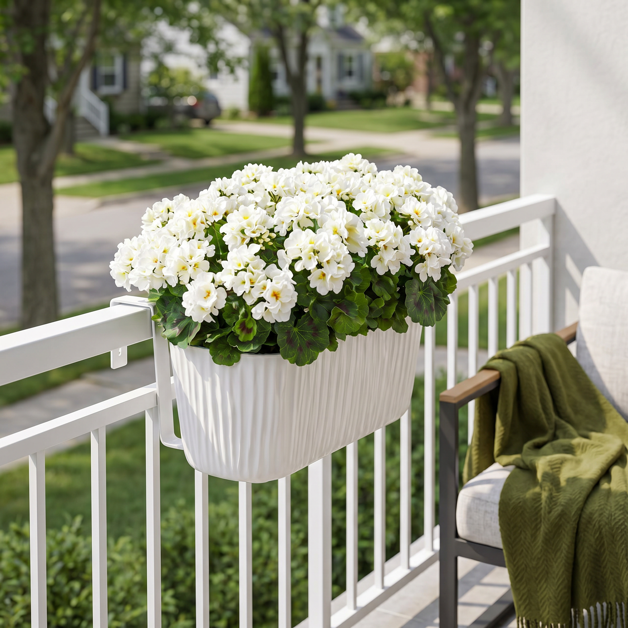 Artificial Begonia Flower Arrangement in Planter – 14.2” Tall Lush Faux Floral Decor for Porch & Patio