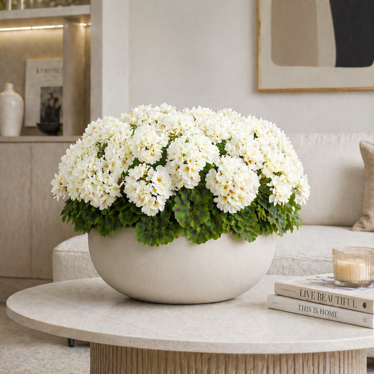 Artificial Begonia Flower Arrangement in Planter – 14.2” Tall Lush Faux Floral Decor for Porch & Patio