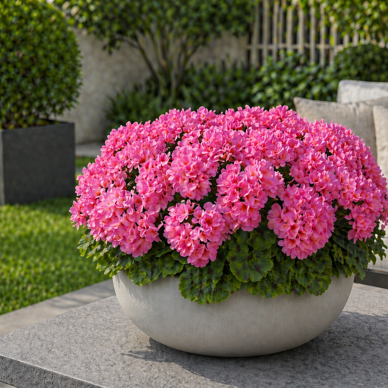 Artificial Begonia Flower Arrangement in Planter – 14.2” Tall Lush Faux Floral Decor for Porch & Patio