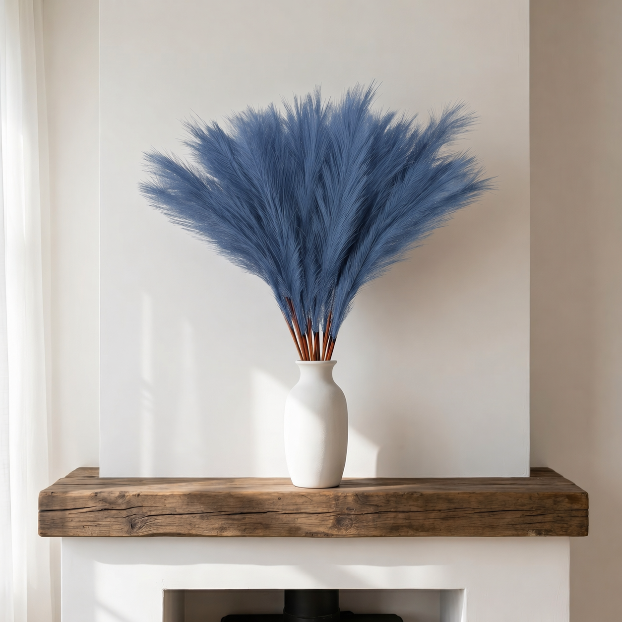 20pc 55cm Artificial Pampas Grass Stem – Faux Fluffy Reed Spray for Vase Decor