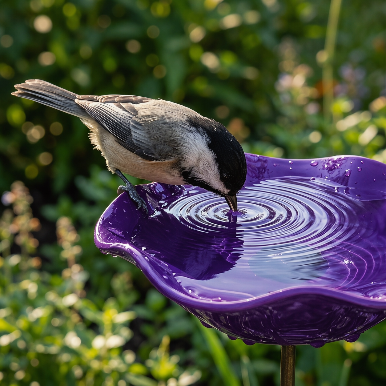 Red Bird Bath Garden Stake