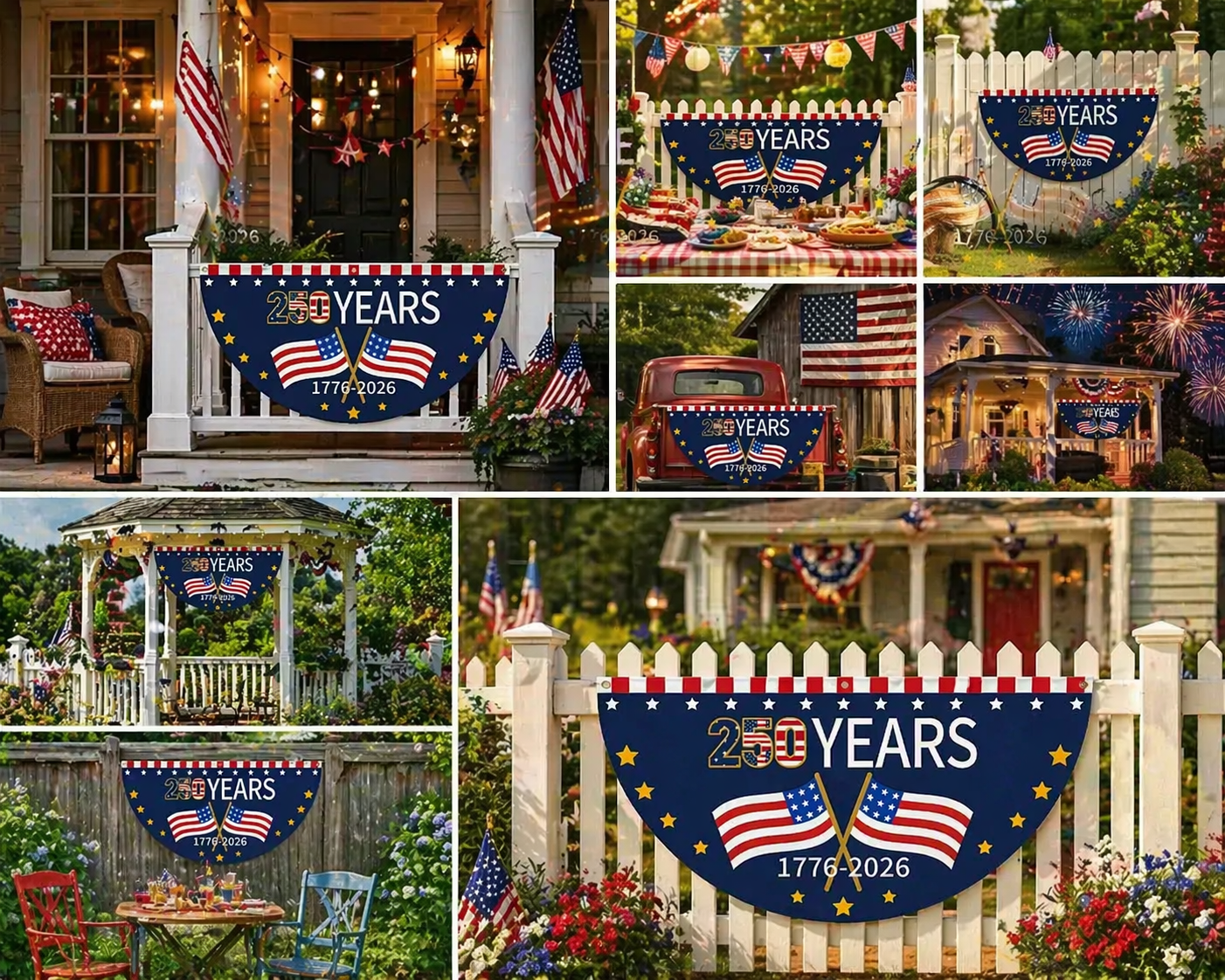 250 Years Patriotic Porch Banner