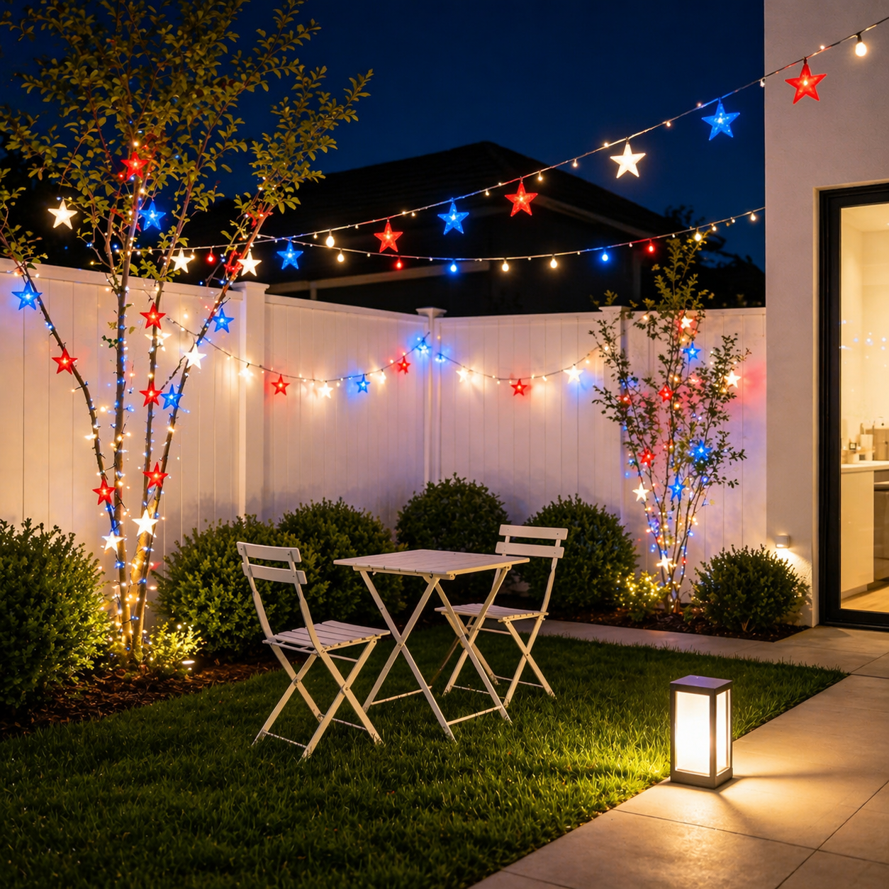 Patriotic Star String Lights – Red, White & Blue Outdoor Decorative Lights