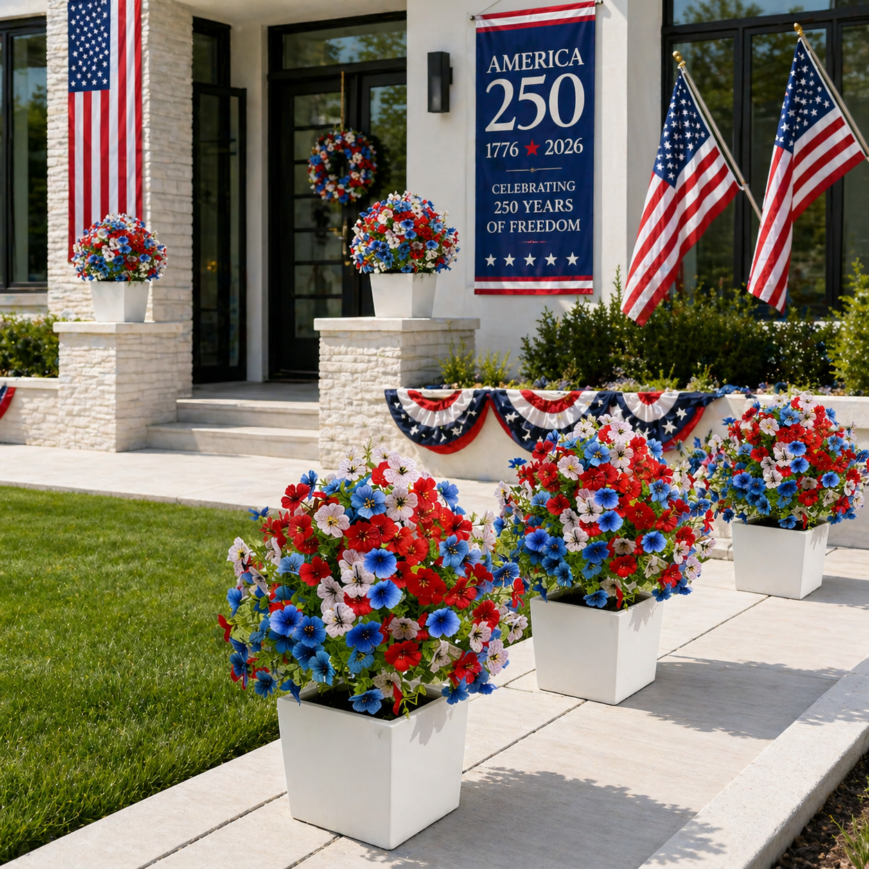 Patriotic Artificial Flower Arrangement