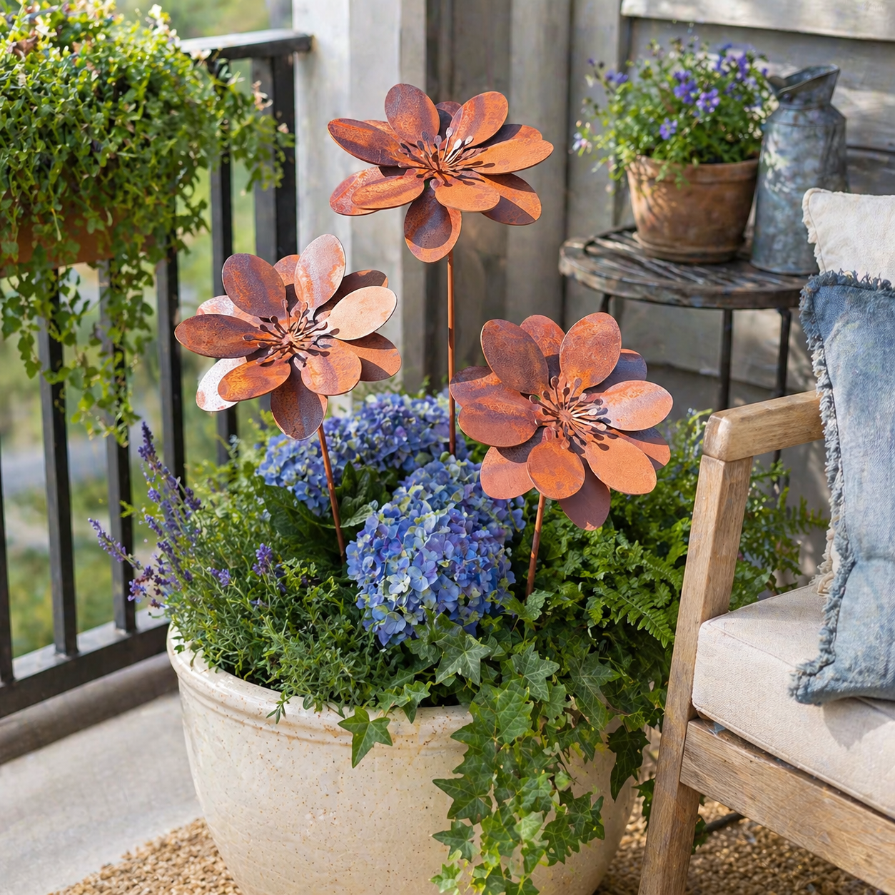 Rustic Metal Flower Garden Stake
