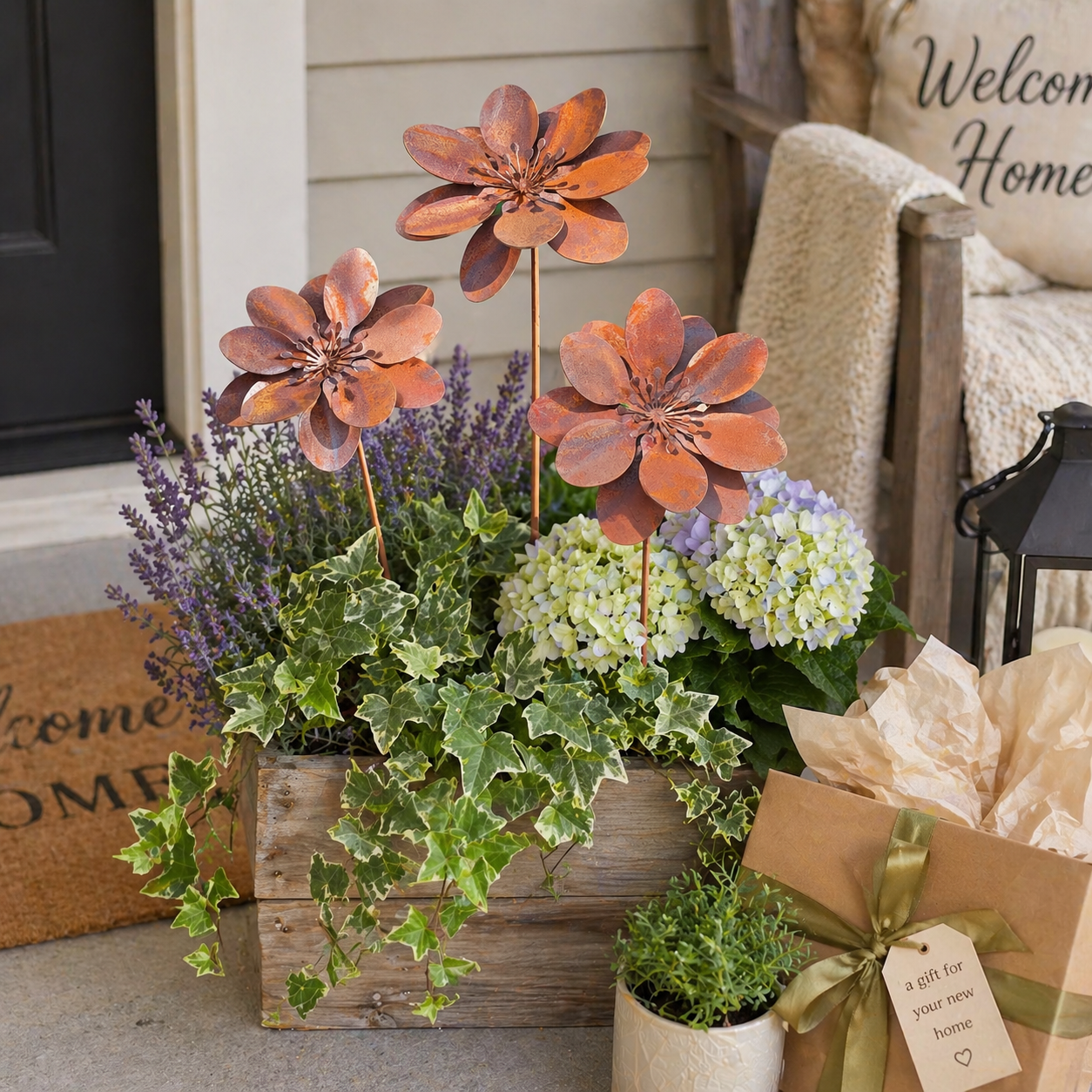 Rustic Metal Flower Garden Stake
