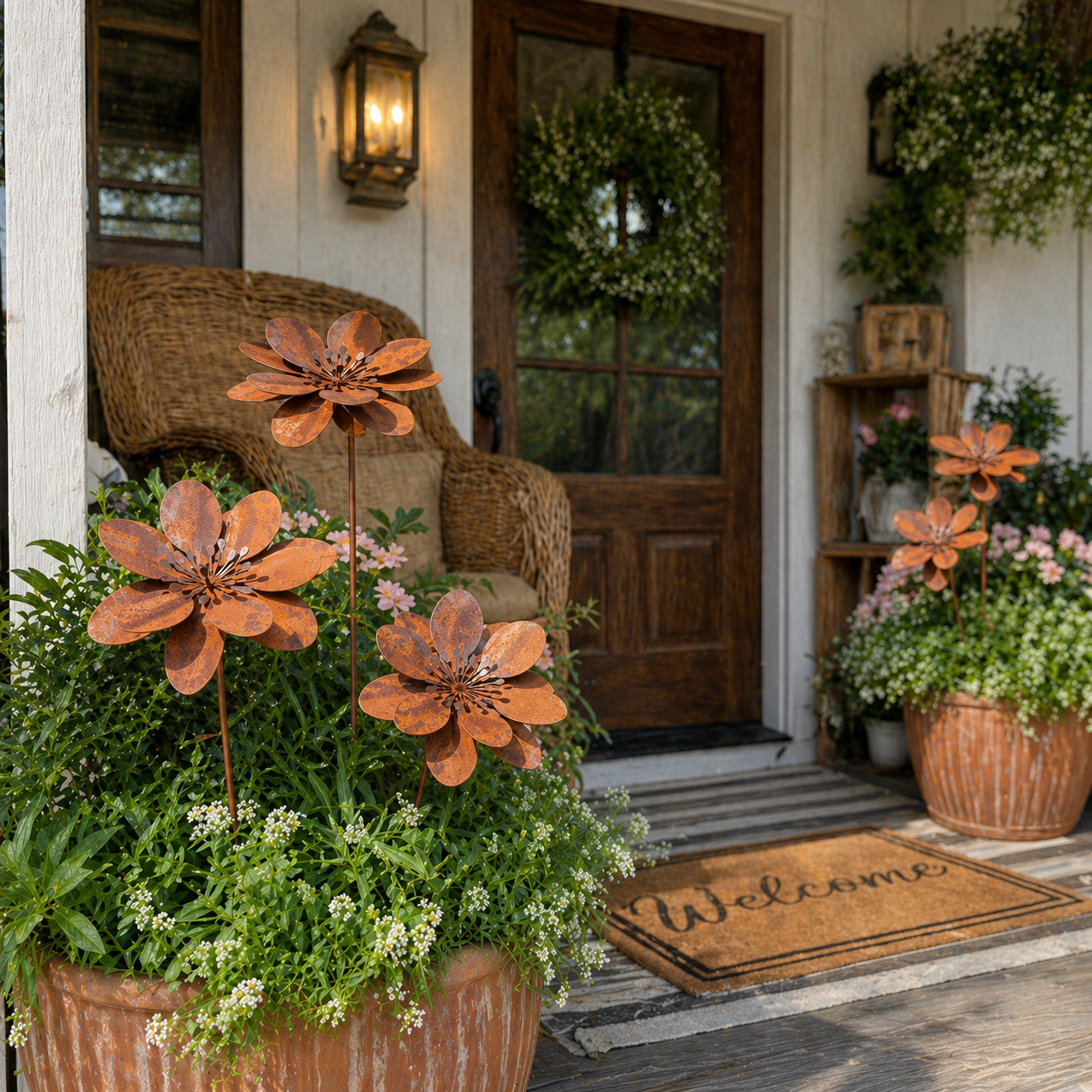 Rustic Metal Flower Garden Stake