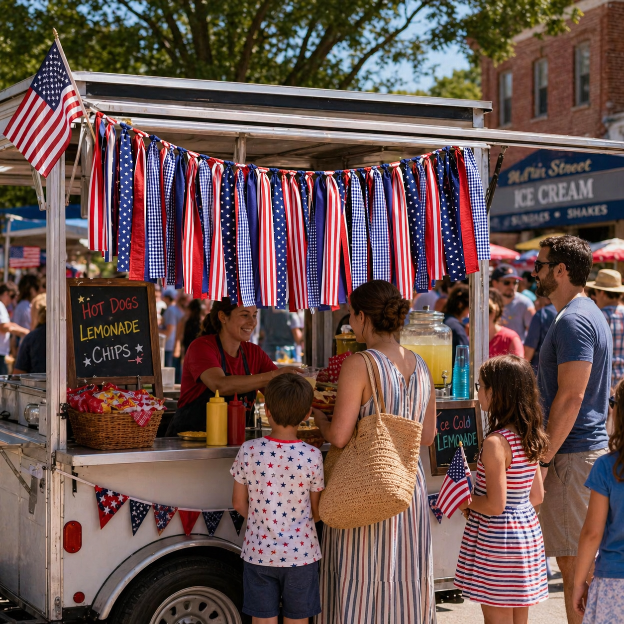 Patriotic Red White & Blue Fabric Bunting Banner