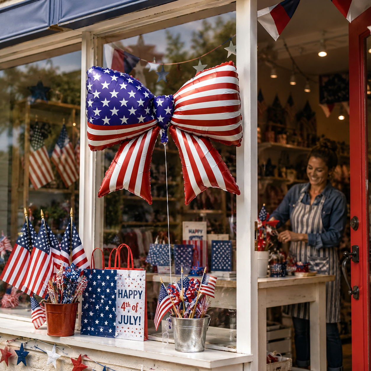 3pcs Patriotic American Flag Bow Foil Balloon