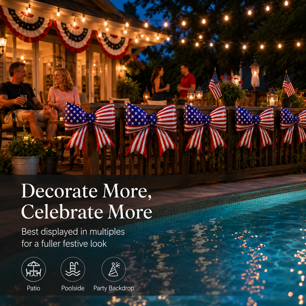 3pcs Patriotic American Flag Bow Foil Balloon