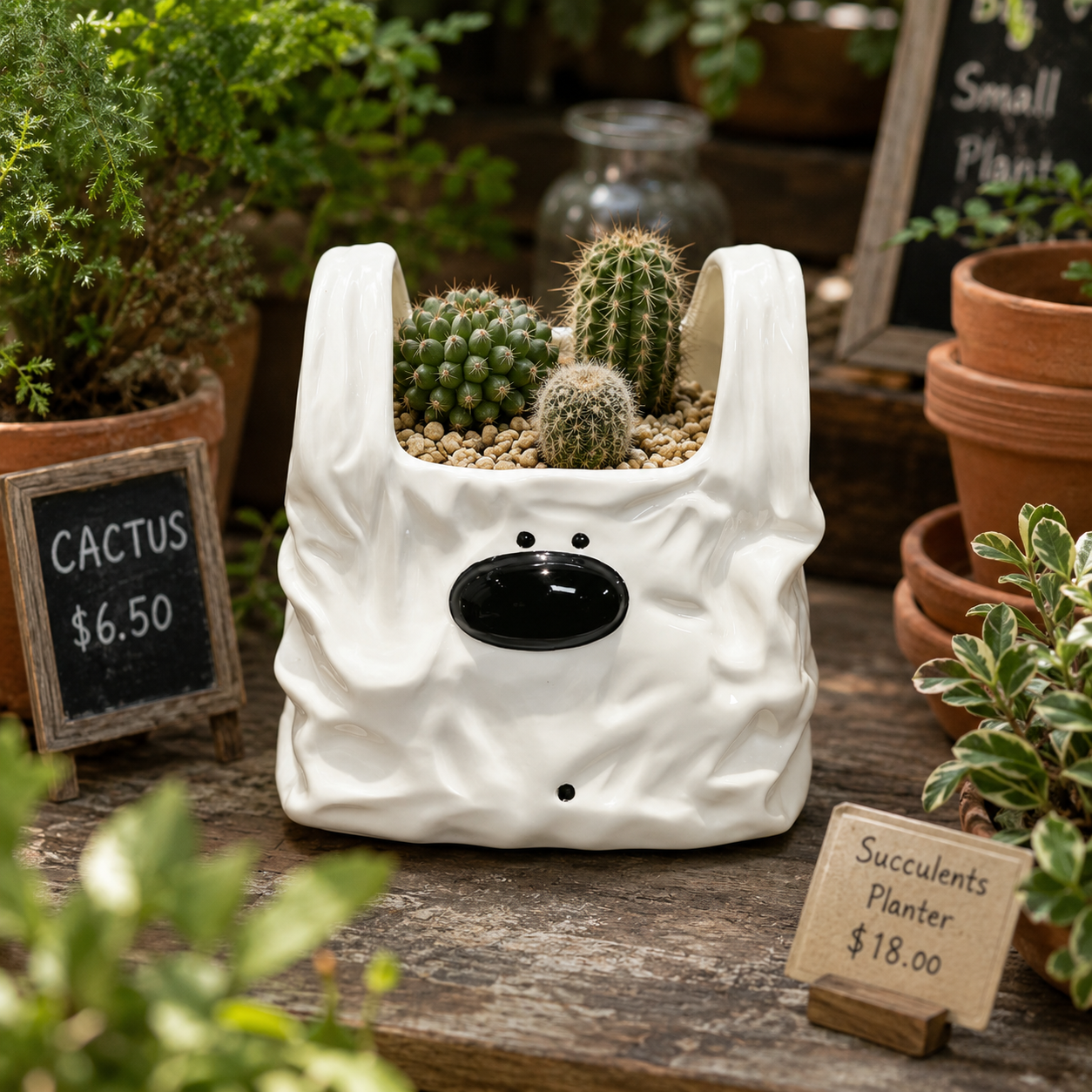 Cute Ceramic Dog Planter for Succulents & Small Plants