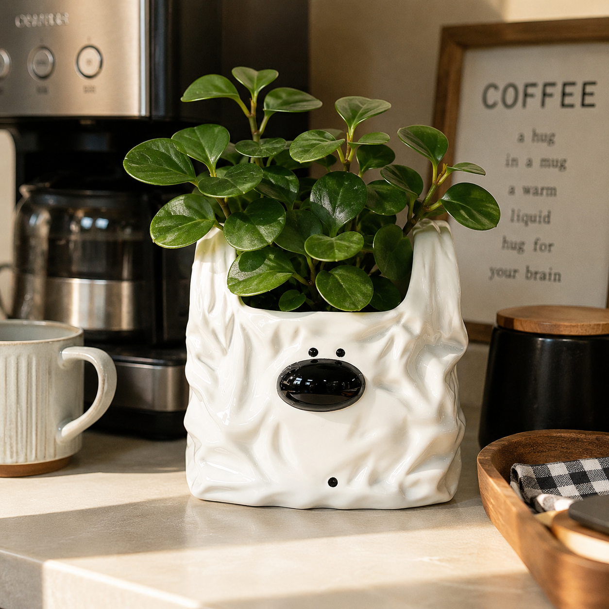 Cute Ceramic Dog Planter for Succulents & Small Plants