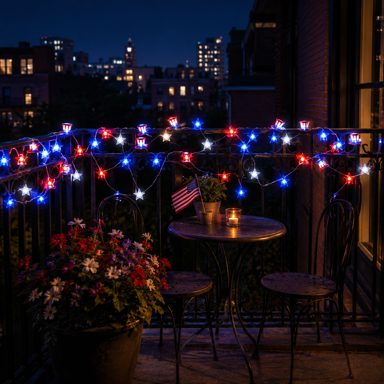 Patriotic Red White & Blue LED String Lights for Independence Day Decor