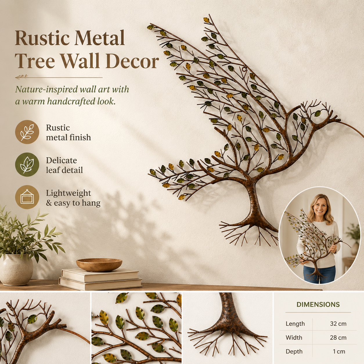 Rustic Metal Tree Wall Decor