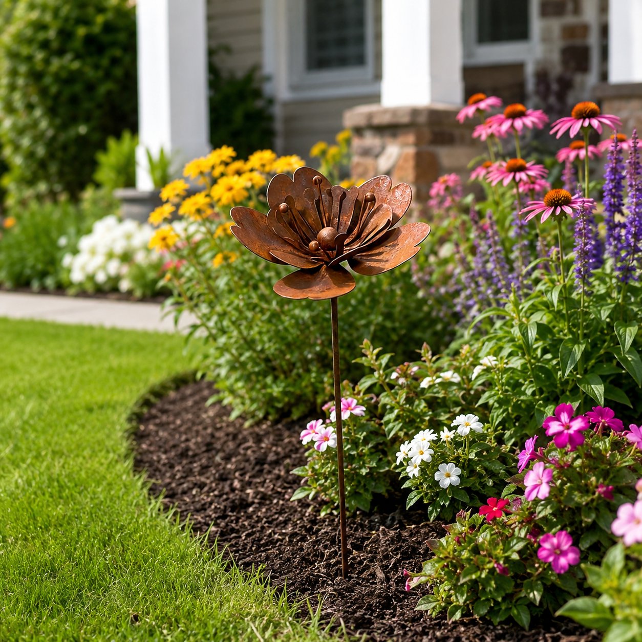 Rustic Metal Flower Garden Stake