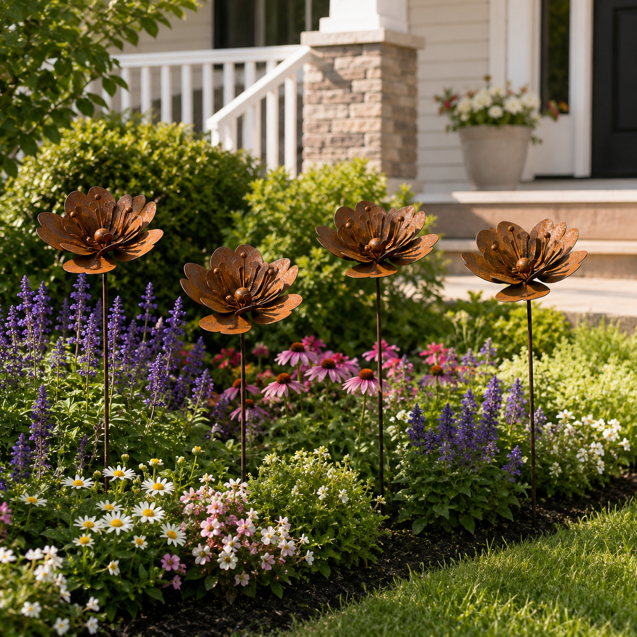 Rustic Metal Flower Garden Stake