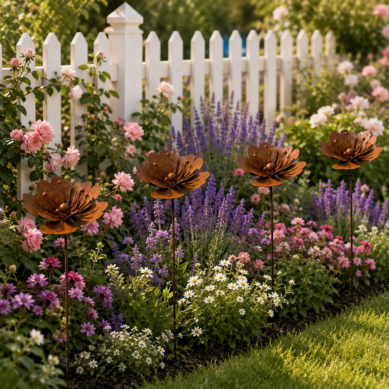 Rustic Metal Flower Garden Stake