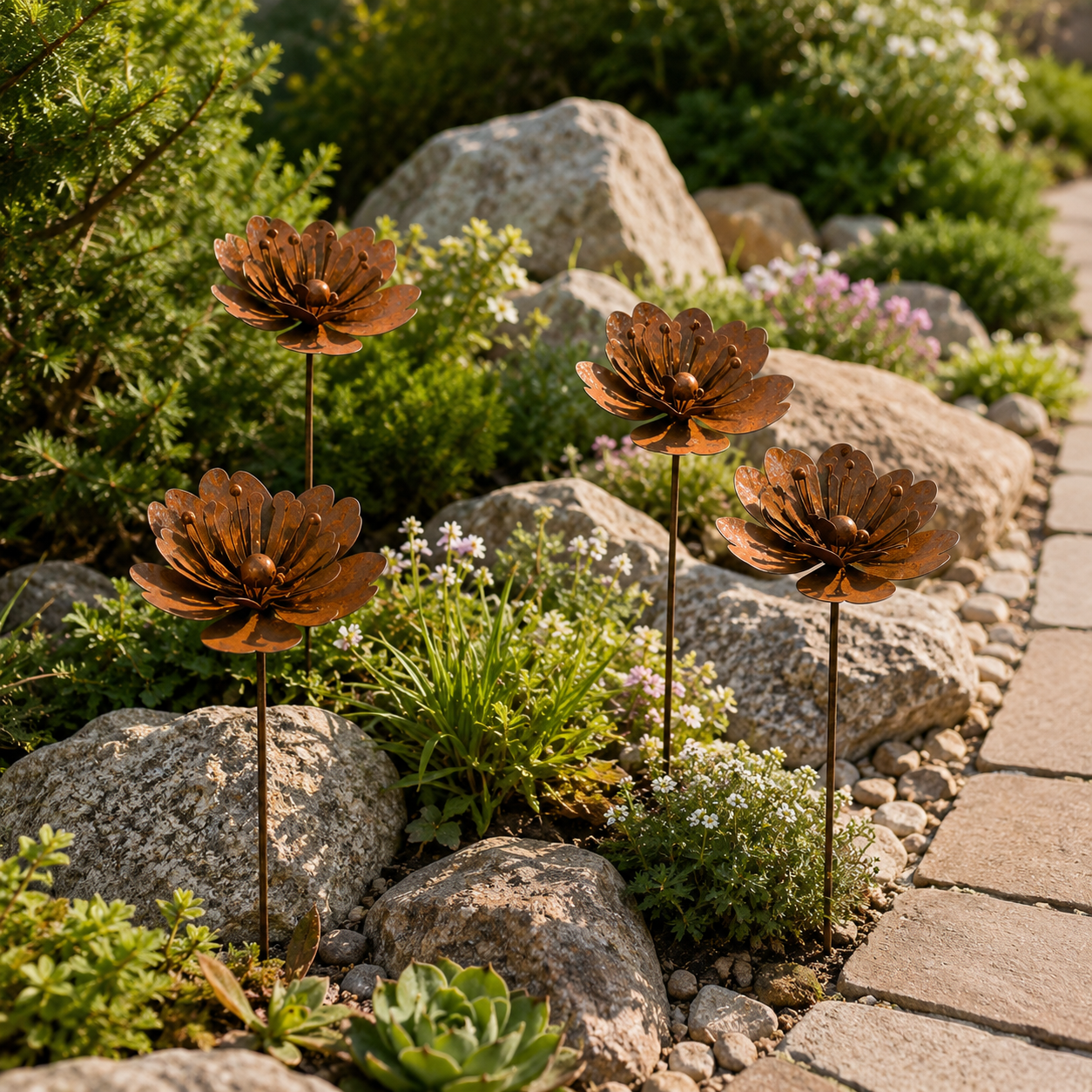 Rustic Metal Flower Garden Stake