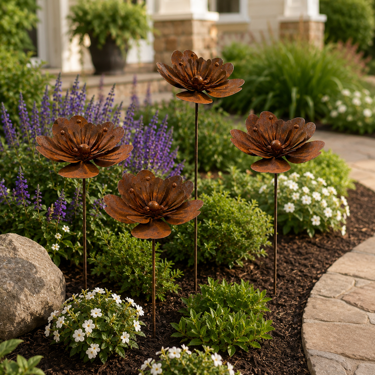 Rustic Metal Flower Garden Stake